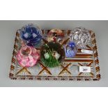 Paperweights together with glass tray