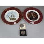 Collection of Lord Nelson collectables to include plates, pewter medals etc