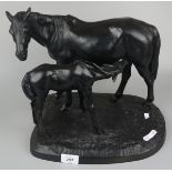 Spelter horse and foal