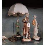 3 figurines by Florence to include lamp