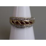 Gold ruby & diamond set ring - Size O