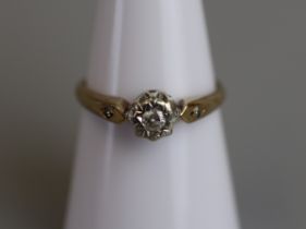 Gold diamond solitaire ring - Size N½