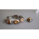 Shell silver bracelet and ring