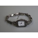 Ladies silver & marcasite wristwatch