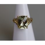 Gold stone set ring - Size K