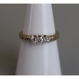Gold 3 stone diamond ring - Size L½