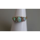 Victorian 18ct gold opal & diamond set ring - Size L