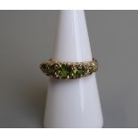 Gold 5 stone peridot ring - Size L½