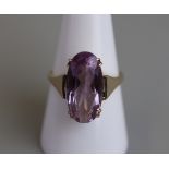 Gold amethyst set ring - Size P