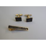 Pair of Oriental cufflinks together a matching tie pin