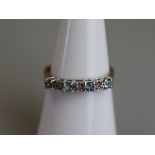 Gold aquamarine & diamond set ring - Size N