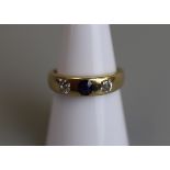 Victorian 18ct gold sapphire & diamond ring - Size N