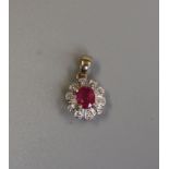Gold ruby & diamond pendant