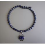 Silver lapis necklet and pendant