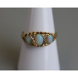 Victorian 18ct gold opal & diamond ring - Size P