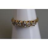 18ct gold 5 stone diamond ring - Size P