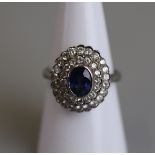 Fine 18ct gold sapphire & diamond set ring - Size N½