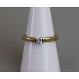 Fine 18ct satin finish gold diamond solitaire ring - Size N½