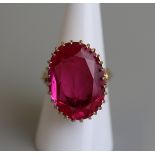 18ct gold synthetic ruby (23 carat) - Size P