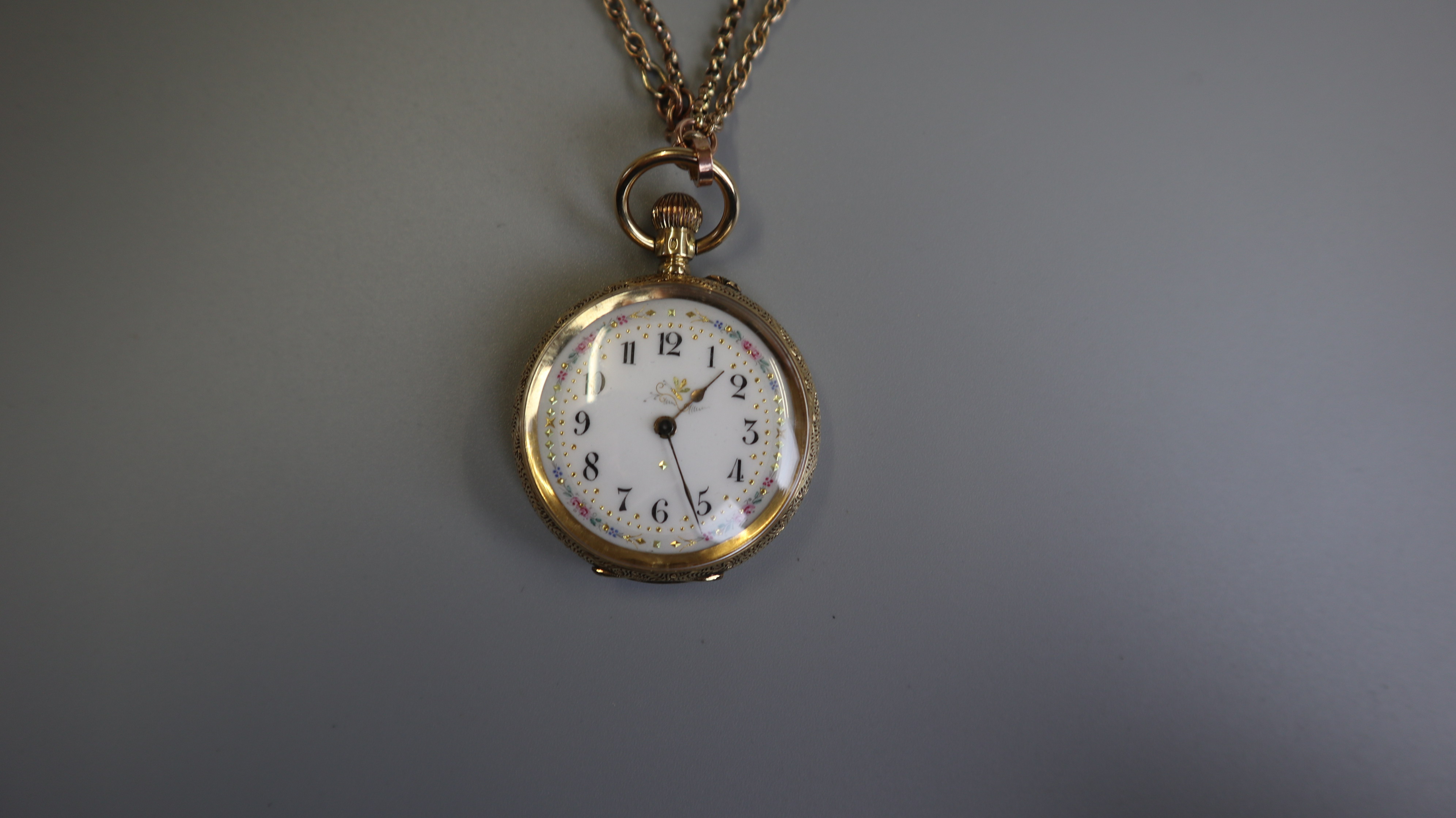 18ct gold watch with gold chain - Bild 3 aus 6