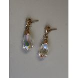 Pair of gold crystal drop earrings