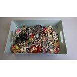 Large collection of brooches to include silver