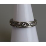 18ct white gold diamond set half hoop ring - Size O