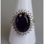 18ct gold Amethyst & diamond set ring