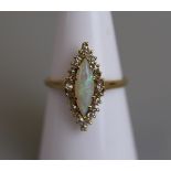 18ct opal and diamond set ring - Size N½