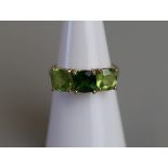 Gold peridot & green garnet set ring - Size L