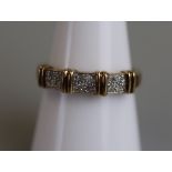 Gold diamond set ring - Size P