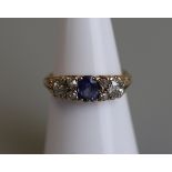 Victorian 18ct gold sapphire & diamond set ring - Size L