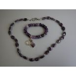 Silver amethyst necklace and bracelet