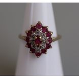 Gold ruby & diamond set ring - Size K½