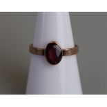 Gold almandine garnet set ring - Size M½