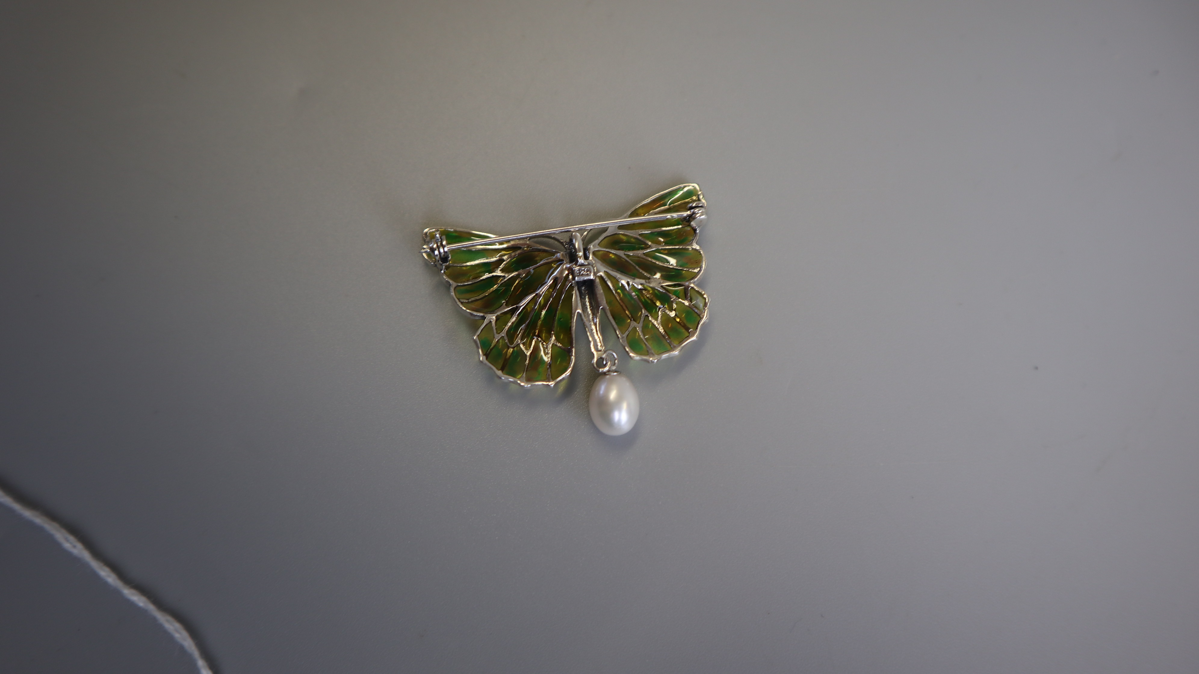 Silver & champleve enamel butterfly brooch - Image 2 of 2