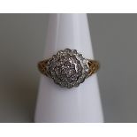 Gold diamond cluster ring - Size P