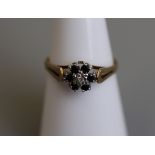 Gold sapphire & diamond set ring - Size M