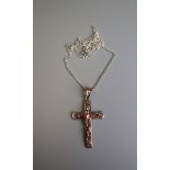 Silver & gold crucifix on silver chain