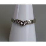 White gold stone set wishbone ring - Size O½