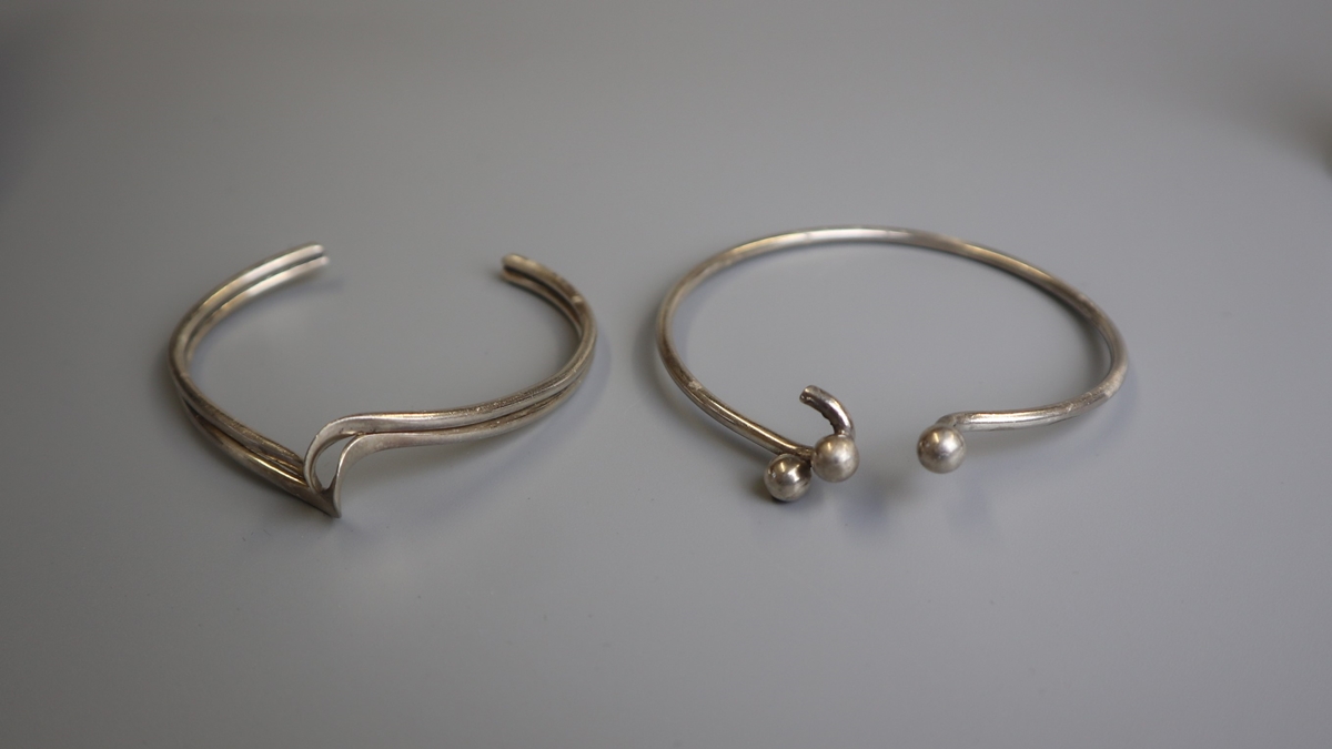 2 silver slave bangles