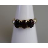 Gold cabochon garnet & diamond ring - Size N½