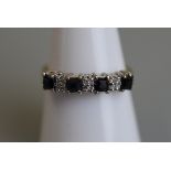 Gold diamond & sapphire set ring - Size P