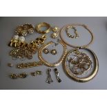 Collection of gold tone & pearl jewellery