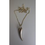 Silver horn pendant on chain