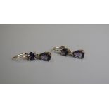 Pair of gold amethyst drop earrings