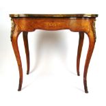 A 19th century French burr walnut, marquetry and brass mounted single drawer side table,