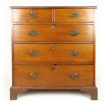 A late 18th century oak chest of two short over three long drawers on bracket feet, h. 96 cm, w.