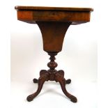 A Victorian burr walnut and strung work table,