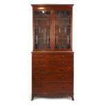 A reproduction mahogany secretaire bookcase in the late 18th century style,